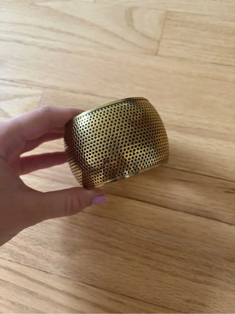 MaxMara Gold Perforated Wide Cuff Bracelet